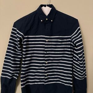 J. Crew Men's Navy and White Striped Shirt
